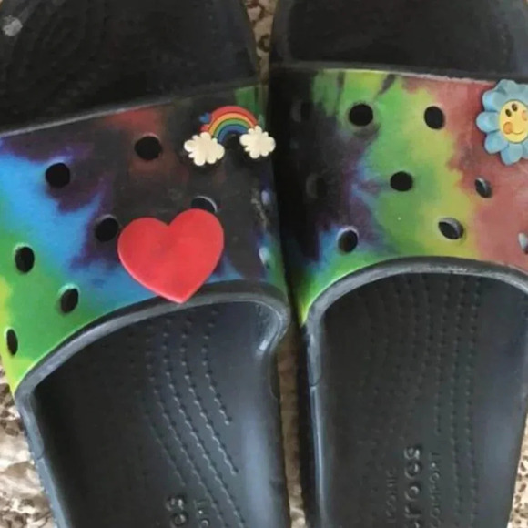 Crocs Slides with Charms Size J1 - Picture 1 of 4